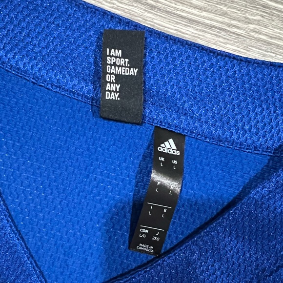5/$7 💰 Adidas Athletic Baseball Jersey Mesh Button Shirt Royal Blue - Picture 12 of 16